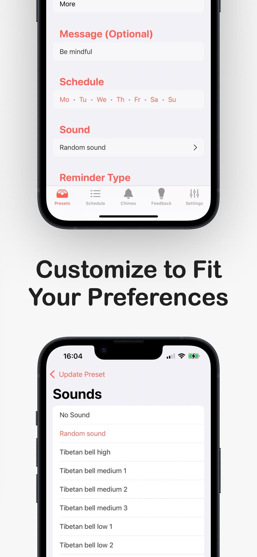 Moment app notification schedule overview